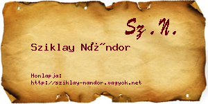 Sziklay Nándor névjegykártya