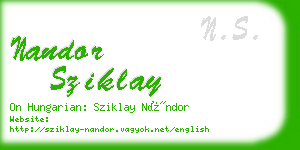 nandor sziklay business card